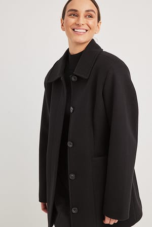 Black Short Sharp Shoulder Coat