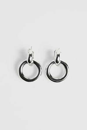 Silver Silver Plated Double Ring Earrings