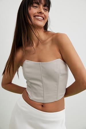 Light Taupe Recycled Smock Back Corset Top