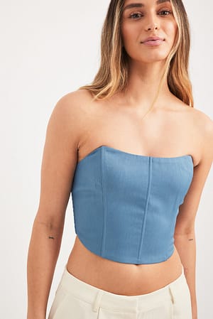 Light Blue Recycled Smock Back Corset Top