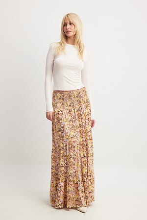 Pastel Bloom Smocked Maxi Skirt