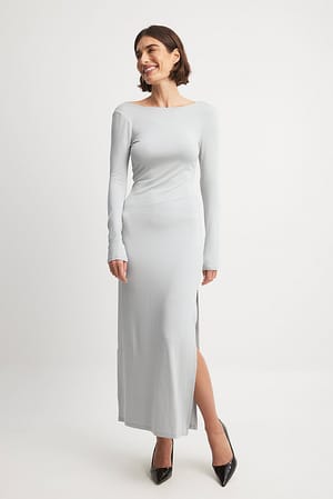 Light Grey Soft Line Maxi Dress