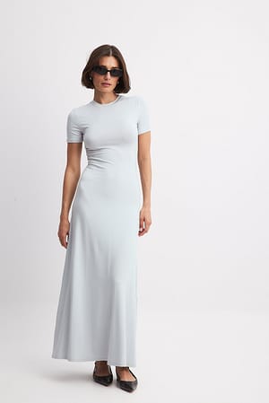 Light Grey Soft Line T-shirt Maxi Dress