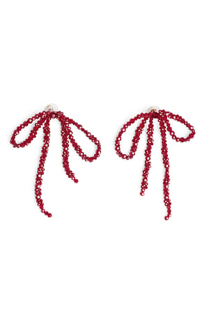 Red Sparkling Bow Earrings