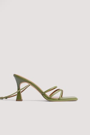 Green Squared Hourglass Strappy Heels