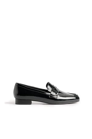 Black Squared Toe Loafers