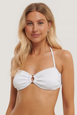 White Salomé Esther Round Buckle Bikini Top