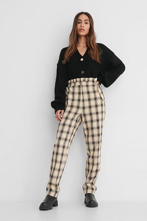 Checked Frill Detail Pants