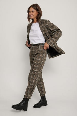 Checked Ankle Suit Pants Outfit.