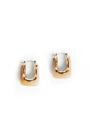 Gold Stone Hoop Earrings
