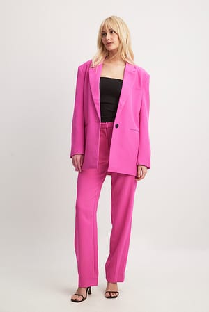 Hot Pink Recycled Straight Leg Suit Pants