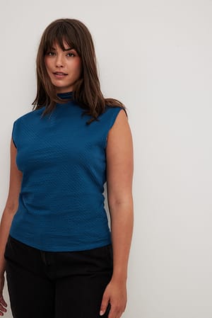 Blue Structured Jersey Top