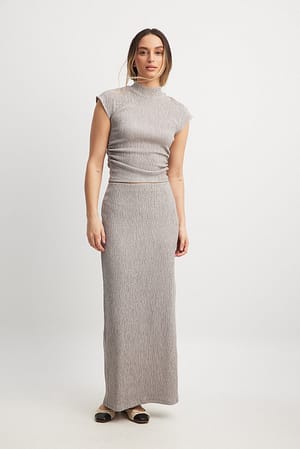 Grey Structured Maxi Skirt