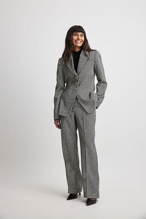 Tailored Tweed Shoulder Pads Blazer Outfit