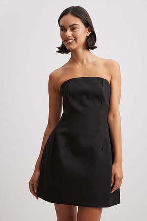 Black Tailored Bandeau Mini Dress