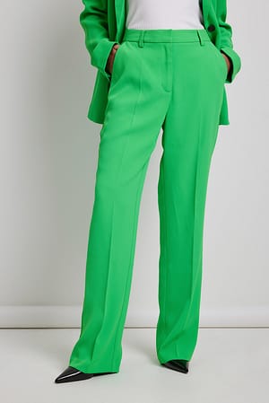 Green Pantalon de costume droit ajusté coupe standard