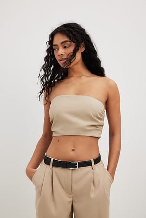 Beige Tailored Tube Top