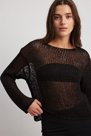 Black Thin Knitted Sweater