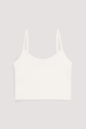Offwhite Thin Strap Cropped Basic Singlet