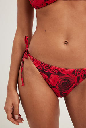 Roses Aop Thin Strap Tie Bikini Panty