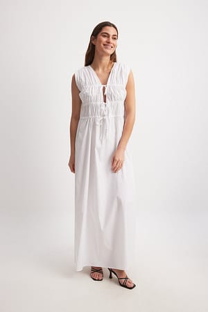 White Tie Chest Detail Maxi Dress