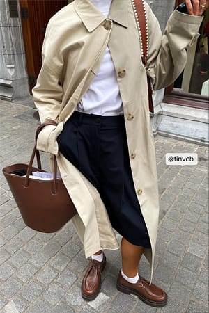 Beige Two Toned Trench Coat
