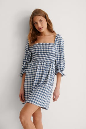 Blue Checkered Mini Dress