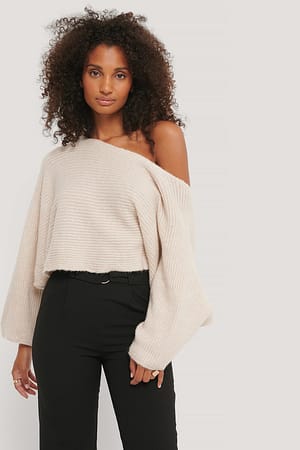 Stone One Shoulder Knit Sweater
