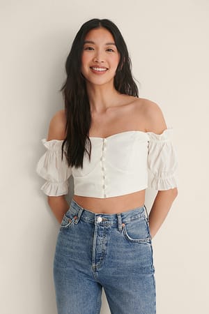 White Sleeve Detail Top