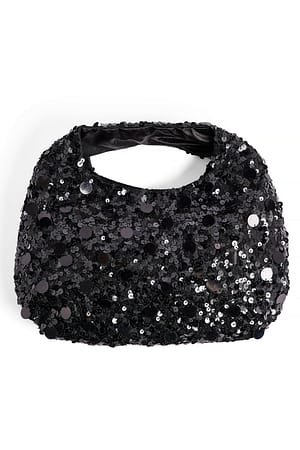 Black Triangular Sequin Bag