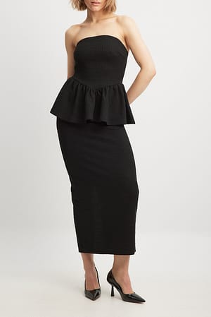 Black Tweed Maxi Skirt