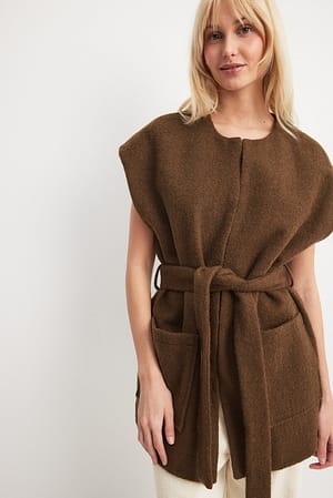 Coffee Wool Blend Vest